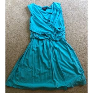 Lands’ End Blue Fit and Flare Wrap Dress